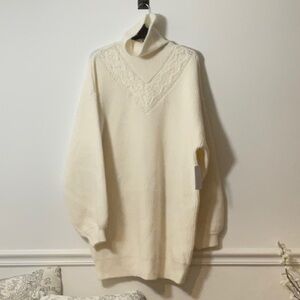 Guess Cream Cowl Neck Dress with Textured Knit
